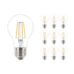 Multipack 10x Philips Corepro LED Bulb E27 Pear Clear 4.3W 470lm - 827 Extra Warm White | Replaces 40W